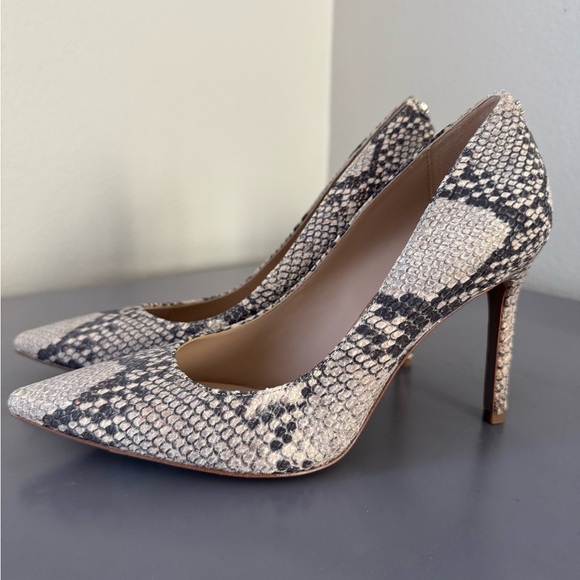 Sam Edelman Black and Cream Snake Print Heels - Picture 3 of 4